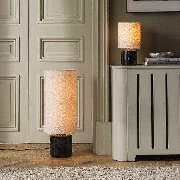 Globen Lighting Lampa stojąca Florian, biały / opal, salon / jadalnia, tkanina / materiał / jedwab