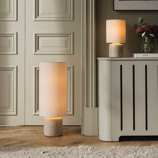 Globen Lighting Lampa stojąca Florian, biały / opal, salon / jadalnia, tkanina / materiał / jedwab