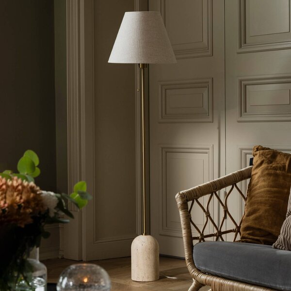 Globen Lighting Lampa stojąca Gino, kremowy / amber, salon / jadalnia, tkanina / materiał / jedwab, design
