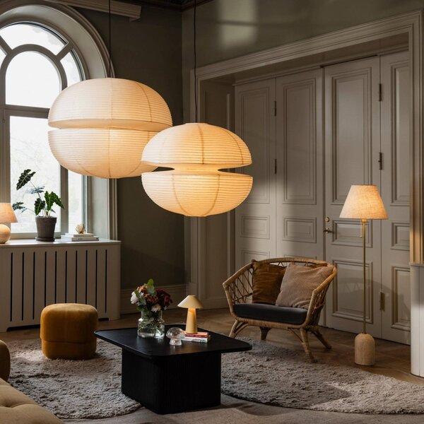 Globen Lighting Lampa stojąca Gino, kremowy / amber, salon / jadalnia, tkanina / materiał / jedwab, design