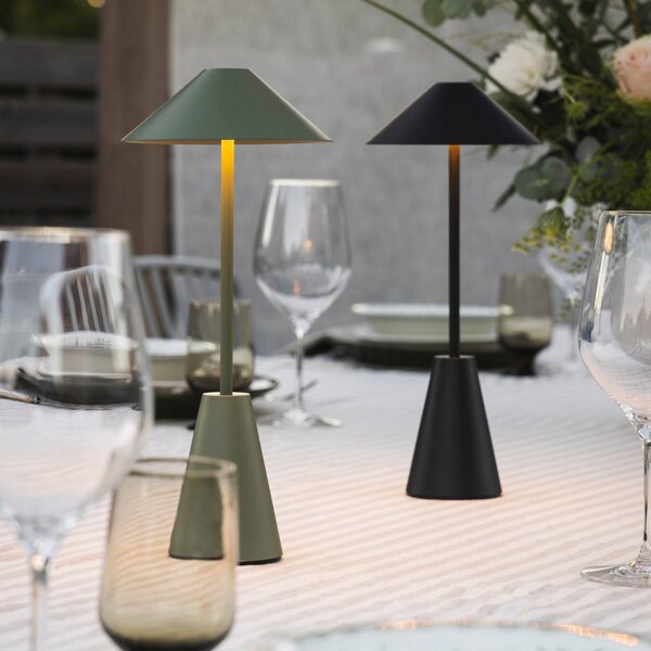 Globen Lighting Akumulatorowa lampa stołowa zewnętrzna Cannes, czarna, IP54 możliwość ściemniania, czarny, salon / jadalnia, tworzywo sztuczne, skandynawski
