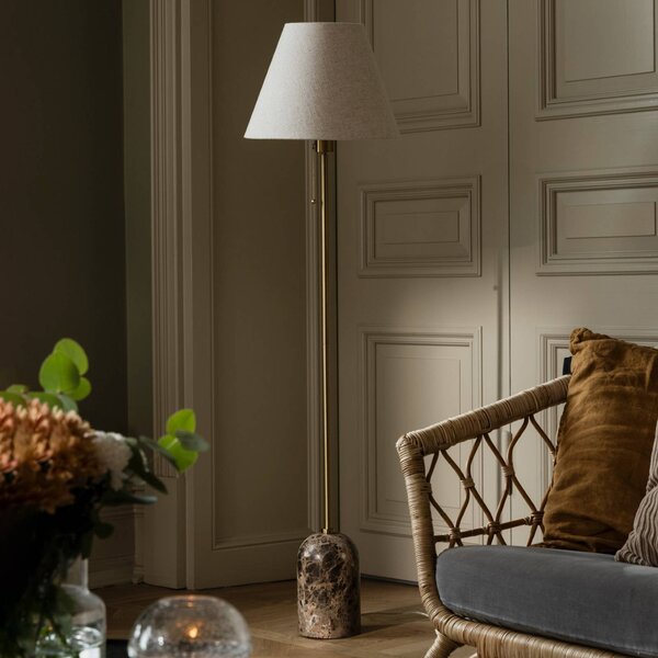 Globen Lighting Lampa stojąca Gino, kremowy / amber, salon / jadalnia, tkanina / materiał / jedwab, design