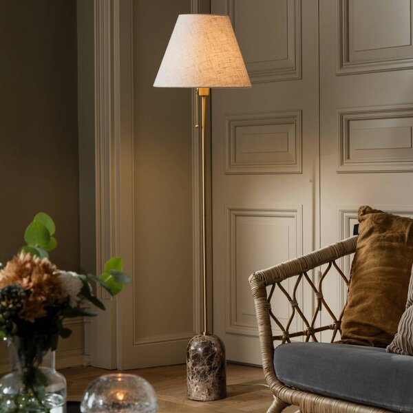 Globen Lighting Lampa stojąca Gino, kremowy / amber, salon / jadalnia, tkanina / materiał / jedwab, design