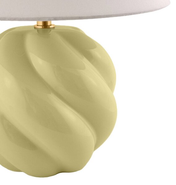 Globen Lighting Lampa stołowa DAHLIA, kremowy / amber, salon / jadalnia, tkanina / materiał / jedwab