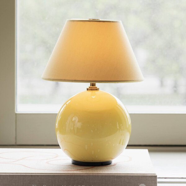 Globen Lighting Lampa stołowa IRIS, możliwość ściemniania, żółty / pomarańczowy, salon / jadalnia, tkanina / materiał / jedwab