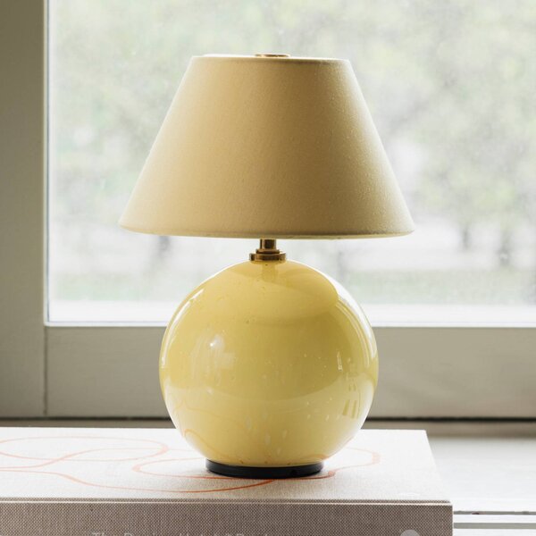 Globen Lighting Lampa stołowa IRIS, możliwość ściemniania, żółty / pomarańczowy, salon / jadalnia, tkanina / materiał / jedwab