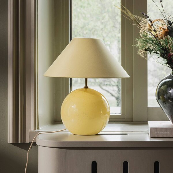 Globen Lighting Lampa stołowa IRIS, żółty / pomarańczowy, salon / jadalnia, tkanina / materiał / jedwab, vintage