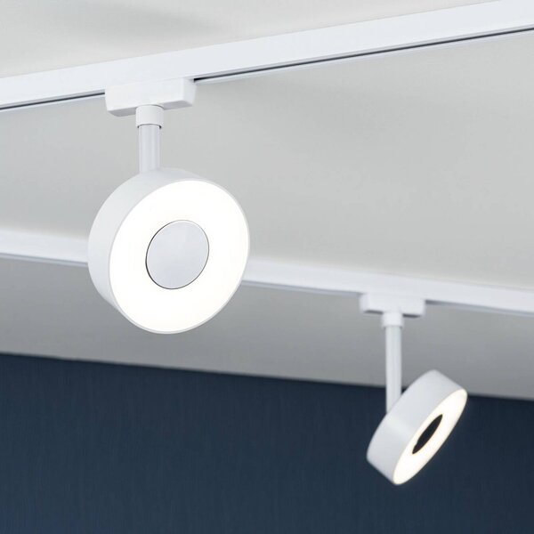 Paulmann URail spot LED Circle, 3stepdim, 4000 K, biała światło sygnałowe możliwość ściemniania, biały / opal, salon / jadalnia, metal, nowoczesny