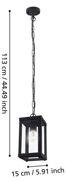 EGLO Zewnętrzny żyrandol Alamonte 1, czarna, długość 15 cm, metalowa 1, czarny, metal