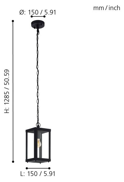 EGLO Zewnętrzny żyrandol Alamonte 1, czarna, długość 15 cm, metalowa 1, czarny, metal