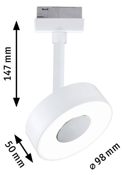 Paulmann URail spot LED Circle, 3stepdim, 4000 K, biała światło sygnałowe możliwość ściemniania, biały / opal, salon / jadalnia, metal, nowoczesny