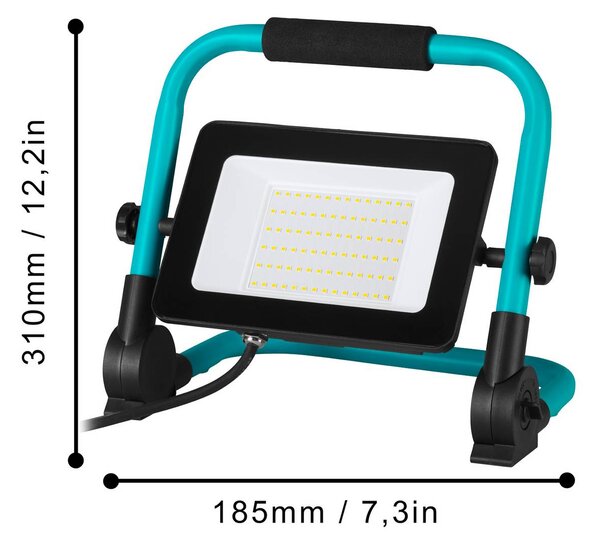 EGLO Reflektor zewnętrzny LED Avelar, czarny/turkusowy, szerokość 31 cm, metalowy Avelar, czarny, aluminium