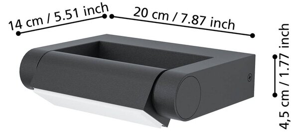 EGLO Kinkiet zewnętrzny Brianza, czarny, aluminium, nowoczesny