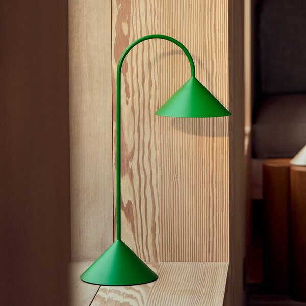FRANDSEN Lampa stołowa LED z akumulatorem Grasp, zielona, wysokość 47 cm możliwość ściemniania, zielony, metal, design