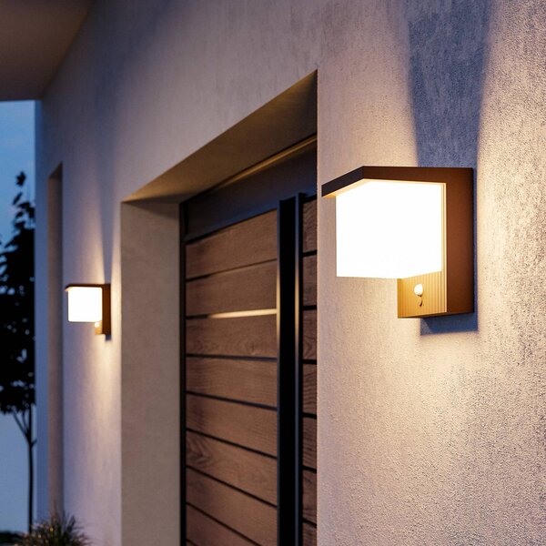 EGLO Lampa ścienna LED z panelem słonecznym Frigento w kolorze rdzy, wysokość 15 cm,, brązowy / rdzawy, aluminium, nowoczesny