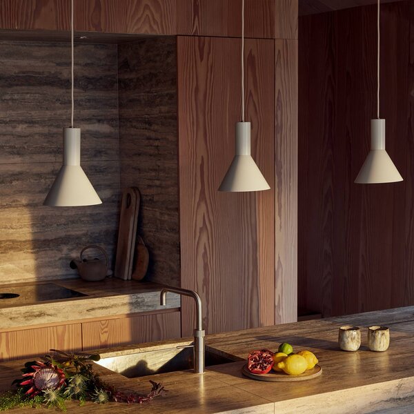 FRANDSEN Lampa wisząca Lyss, możliwość ściemniania, kremowy / amber, salon / jadalnia, metal, design