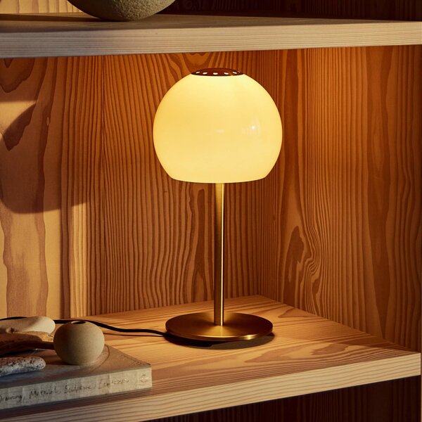FRANDSEN Lampa stołowa Ball Glass, kremowy / amber, salon / jadalnia, szkło, design