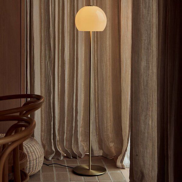 FRANDSEN Lampa stojąca Ball Glass, kremowy / amber, salon / jadalnia, szkło, design