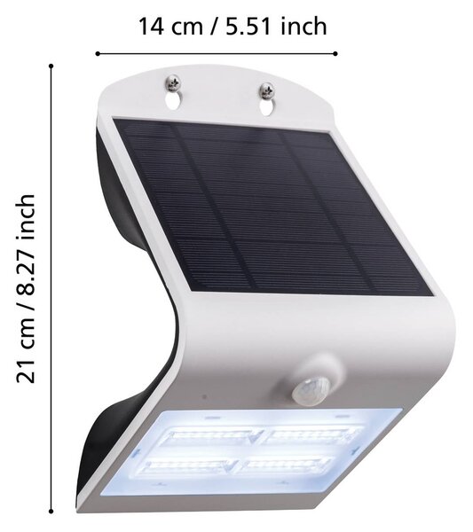 EGLO Kinkiet LED solarny Lamozzo, biały, wysokość 21 cm, czujnik Lamozzo, biały / opal, tworzywo sztuczne, nowoczesny