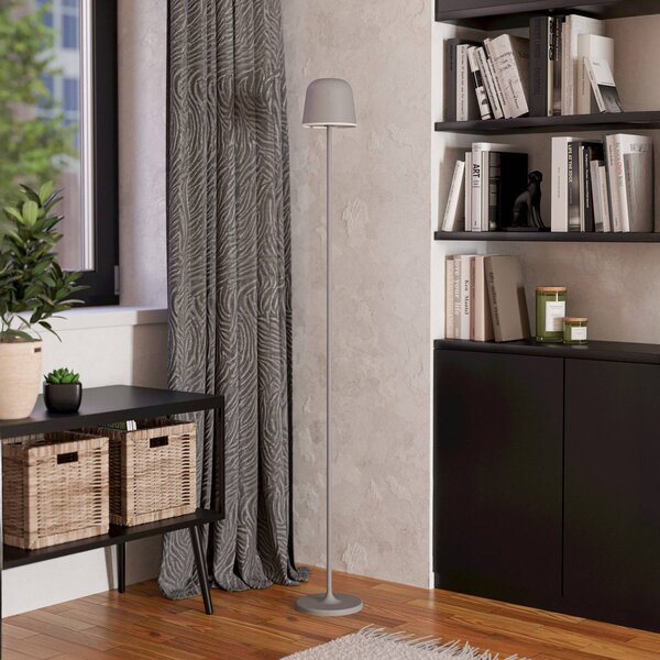 EGLO Lampa tarasowa LED na akumulator Mannera-L, szara, wysokość 140 cm, metalowa możliwość ściemniania, aluminiowy / szary / cynkowy, aluminium, nowoczesny