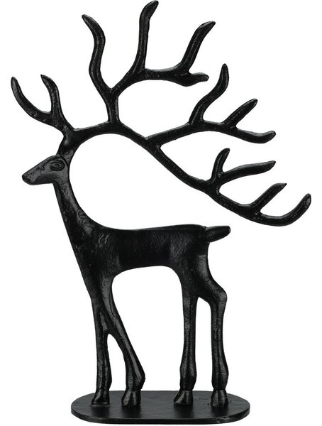 Świąteczna dekoracja aluminiowa Black reindeer, 23 x 31,5 x 8 cm