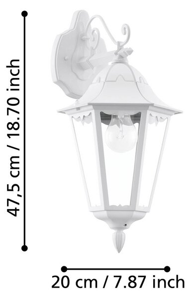 EGLO Kinkiet zewnętrzny Navedo, biały / opal, aluminium, antyczny
