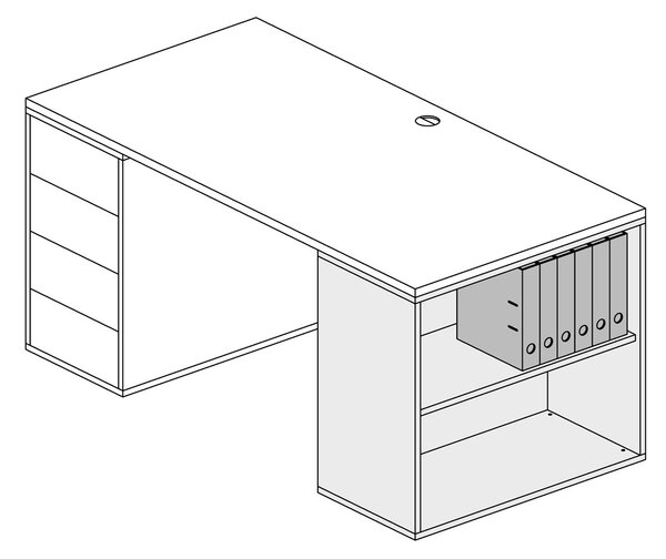 Regał biurowy BLOCK, 800 x 400 x 710 mm, biała