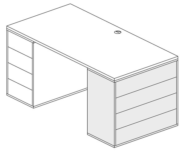 Biurowa komoda z szufladami BLOCK, 800 × 400 × 710 mm, 4 szuflady, dąb naturalny