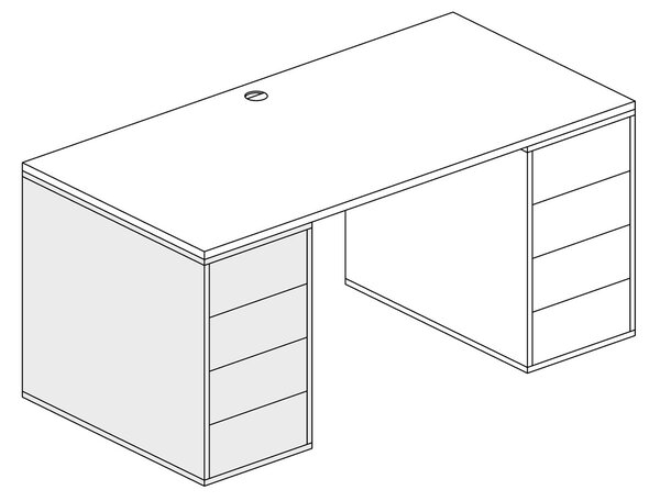Kontener biurowy BLOCK, 400 x 800 x 710 mm, 4 szuflady, biały