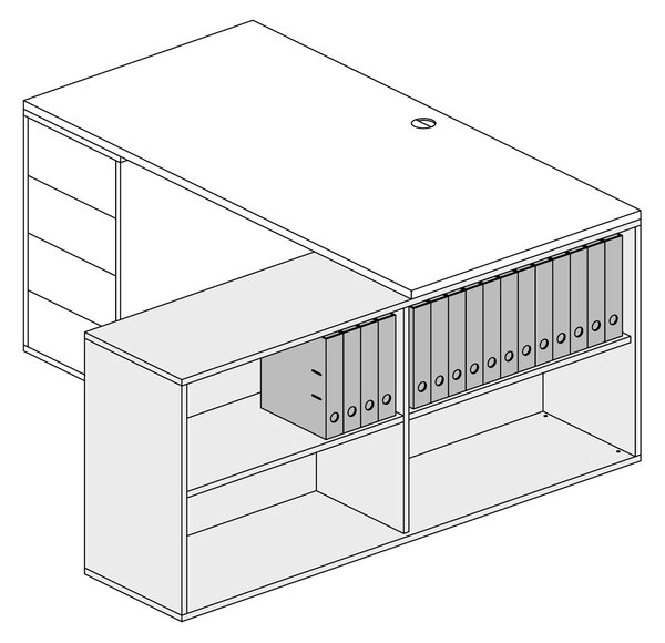 Regał biurowy BLOCK, 1600 × 400 × 710 mm, biały