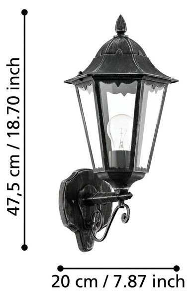 EGLO Kinkiet zewnętrzny Navedo, czarny, aluminium, antyczny