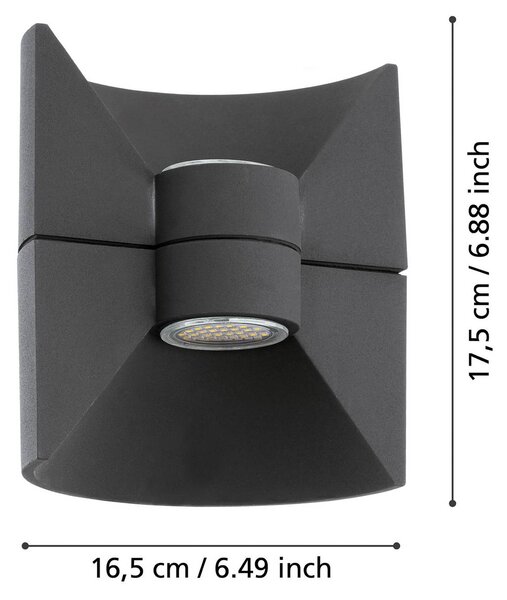 EGLO Kinkiet zewnętrzny Redondo, aluminiowy / szary / cynkowy, aluminium, nowoczesny