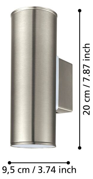 EGLO Kinkiet zewnętrzny Riga, aluminiowy / szary / cynkowy, stal szlachetna, nowoczesny
