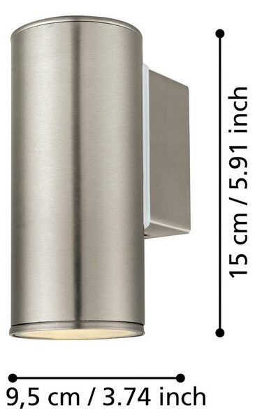 EGLO Kinkiet zewnętrzny Riga, aluminiowy / szary / cynkowy, stal szlachetna, nowoczesny