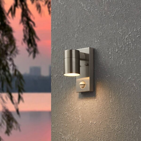 EGLO Lampa ścienna Riga 5 w kolorze stali nierdzewnej, 16 cm, czujnik ze, aluminiowy / szary / cynkowy, stal szlachetna, nowoczesny