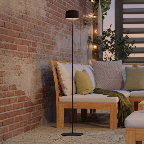 EGLO Lampa tarasowa solarna LED Roccanova-L, czarna, wysokość 120 cm Roccanova-L, czarny, metal, nowoczesny