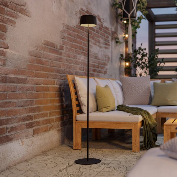 EGLO Lampa tarasowa solarna LED Roccanova-L, czarna, wysokość 120 cm Roccanova-L, czarny, metal, nowoczesny