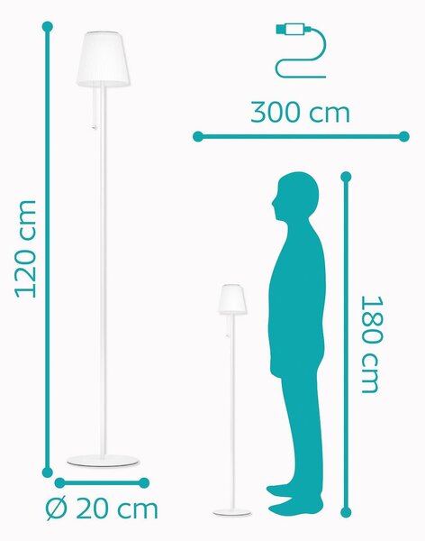 EGLO Lampa tarasowa solarna LED Scordiano-L, biała, wysokość 120 cm Scordiano-L, biały / opal, metal, nowoczesny