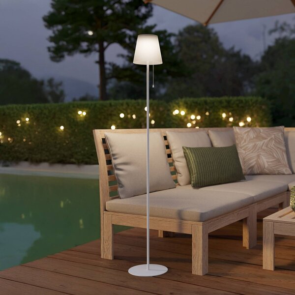 EGLO Lampa tarasowa solarna LED Scordiano-L, biała, wysokość 120 cm Scordiano-L, biały / opal, metal, nowoczesny