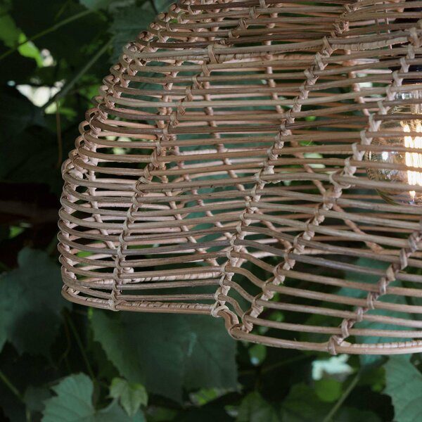PR Home Lampa wisząca zewnętrzna Mayla, naturalny rattan, Ø 53 cm, wtyczka IP44 Mayla, jasne drewno, drewno