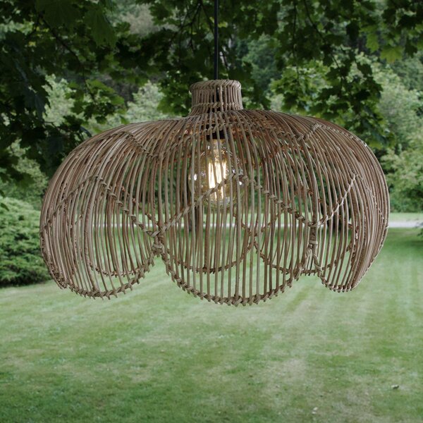 PR Home Lampa wisząca zewnętrzna Belle, naturalny rattan, Ø 53 cm, wtyczka IP44 Belle, jasne drewno, drewno