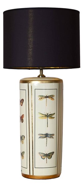 PR Home Lampa stołowa Lucca, czarny, salon / jadalnia, tkanina / materiał / jedwab, vintage