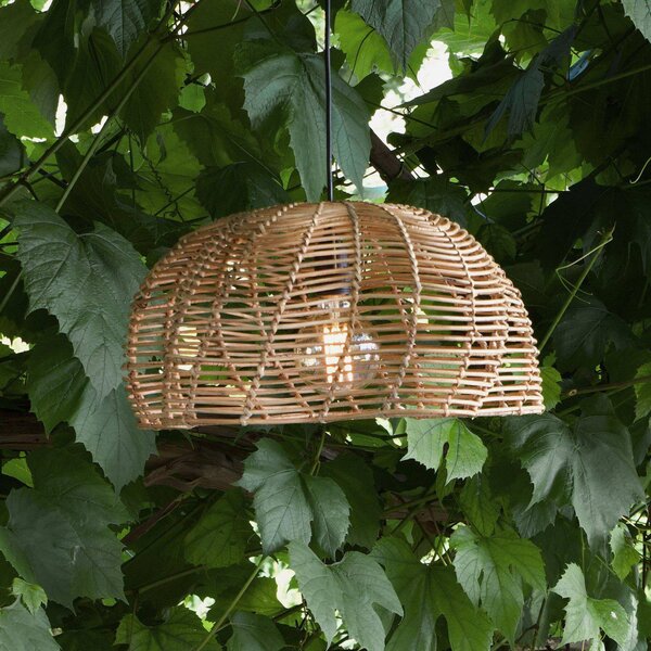 PR Home Lampa wisząca zewnętrzna Mayla, naturalny rattan, Ø 43 cm, wtyczka IP44 Mayla, jasne drewno, drewno