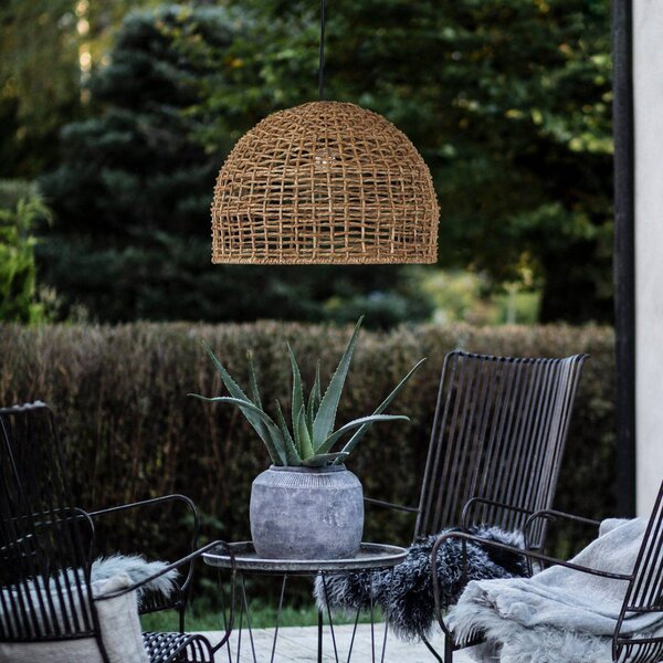PR Home Lampa wisząca zewnętrzna Cebu, Lampakanay, Ø 57 cm, wtyczka, IP44 Cebu, jasne drewno