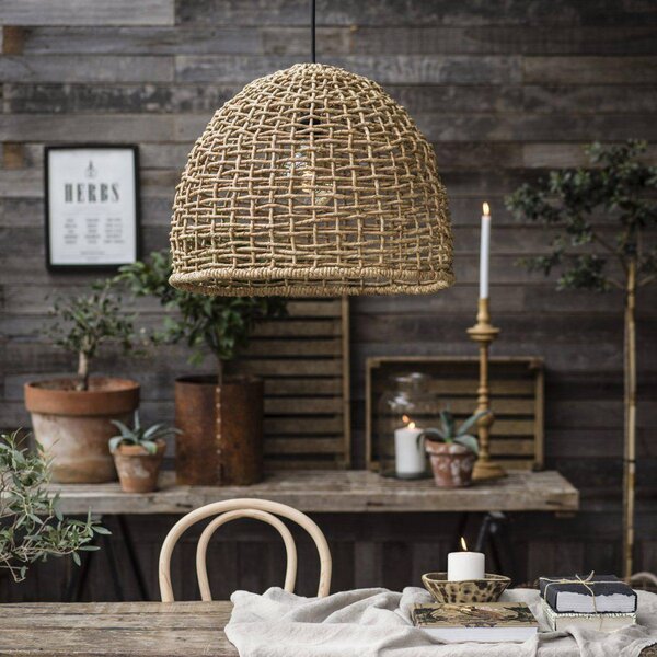 PR Home Lampa wisząca zewnętrzna Cebu, Lampakanay, Ø 57 cm, wtyczka, IP44 Cebu, jasne drewno