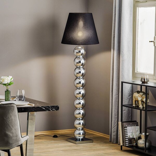 Lampa stojąca Fulda Argon, czarny, salon / jadalnia, tkanina / materiał / jedwab