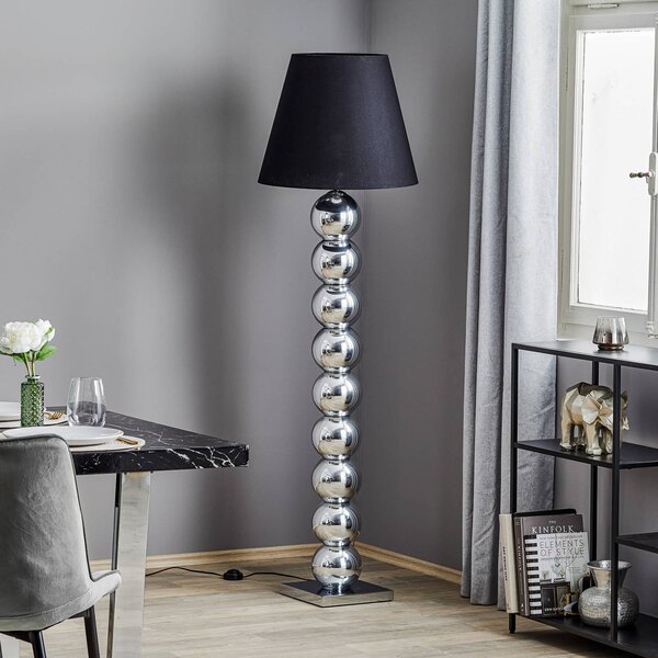 Lampa stojąca Fulda Argon, czarny, salon / jadalnia, tkanina / materiał / jedwab