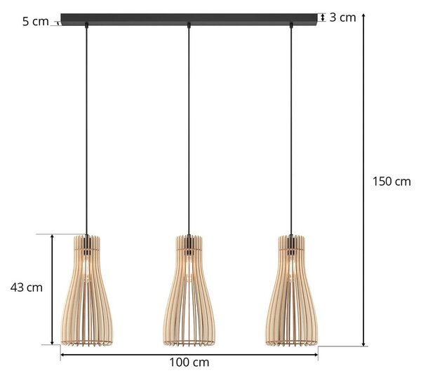 Lampa wisząca Furn Envostar, możliwość ściemniania, jasne drewno, salon / jadalnia, drewno, skandynawski