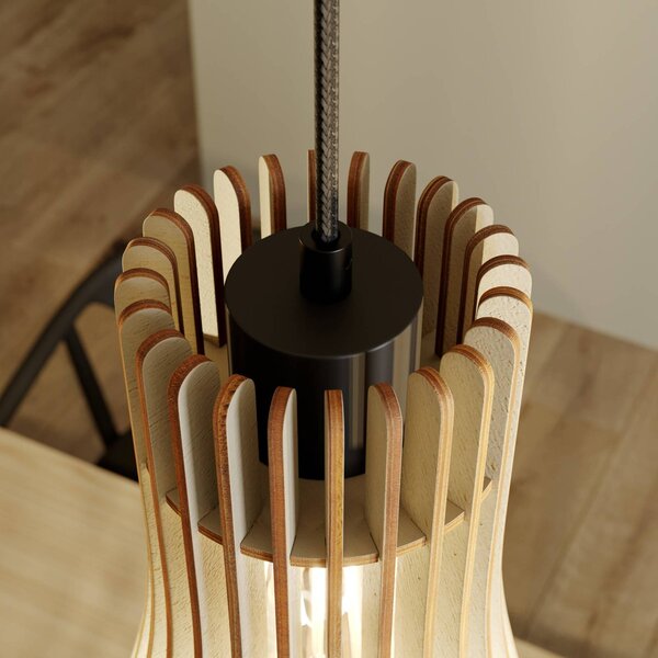 Lampa wisząca Furn Envostar, możliwość ściemniania, jasne drewno, salon / jadalnia, drewno, skandynawski