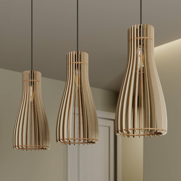 Lampa wisząca Furn Envostar, możliwość ściemniania, jasne drewno, salon / jadalnia, drewno, skandynawski